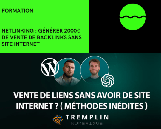 Générer 2000e de vente de Backlinks sans site internet de Tremplin Numerique